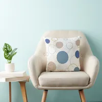 Gold Blue and white abstract Throw Pillow