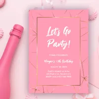 Pink Modern Girly Birthday Party Invitation