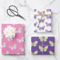 Purple and Pink Butterfly Themed Gift  Wrapping Paper Sheets