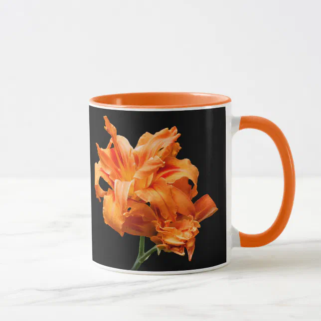 Elegant Floral Double Orange Daylily Mug