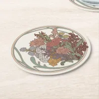 Vintage Art Deco Flower Bouquet Round Paper Coaster