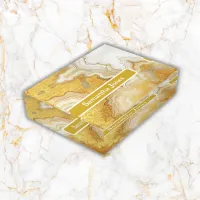 Modern Gold & White Agate Geode Monogram |  Paperweight