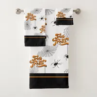 Trick or Treat Typography w/Spiders Pattern ID680 Bath Towel Set