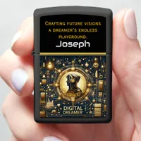 Figure in a Golden Digital Cosmos Zippo Lighter