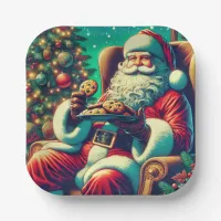 Santa Chocolate Chip Cookies | Vintage Christmas Paper Plates