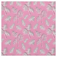 Tropical Leaf Pink and White Pattern Fabric