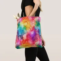 Abstract Alcohol Ink Style Rainbow Tote Bag