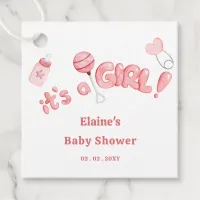 Its a Girl Baby Things Pink Girl Baby Shower Favor Tags