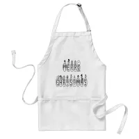 Merry Christmas Snow People Font Adult Apron