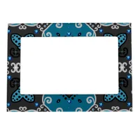 Teal and Grey Vintage Elegant Rhinestones Pattern Magnetic Frame