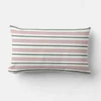 Pink and Green Stripe Throw Pillow