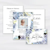 Blue Hydrangea Watercolor Funeral / Celebration of Life Memorial