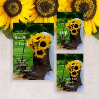 Rustic Sunflowers and Cowboy Boots Western Wedding Stationery