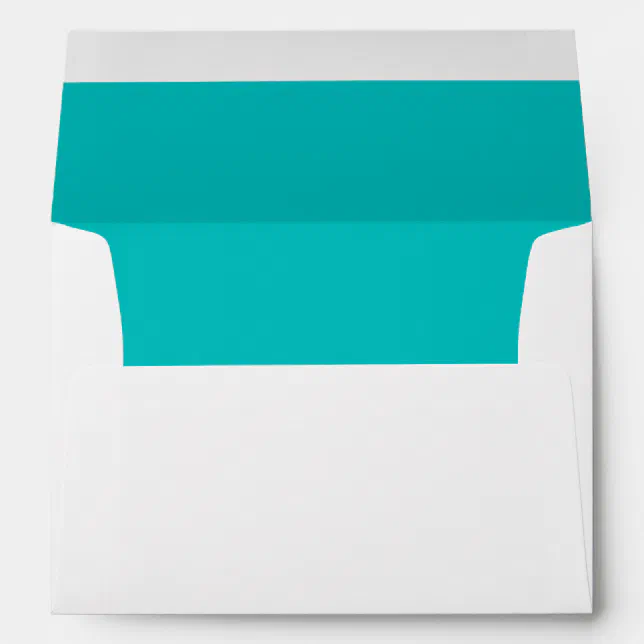 White Bright Turquoise Lined Return Address Envelope