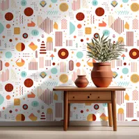 Retro Geometric Abstract Pat#5 Brick Gold ID1067 Wallpaper