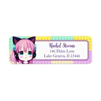 Kawaii Girl with Headphones on Label