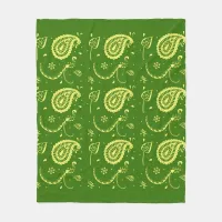 Chic Green And Yellow Kalka Pattern Fleece Blanket