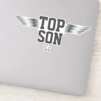 Top Son Aviator Pilot Wings Silver Effect Sticker