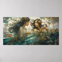 Mermaids emerging from the depths poster