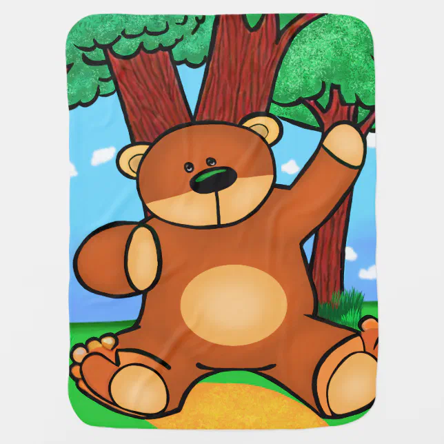 Bear in grassland baby blanket