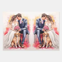 Beautiful Wedding Couple Watercolour Wrapping Paper Sheets