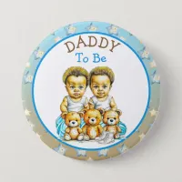 African-American Twin Boy's Baby Shower Dad To Be Button