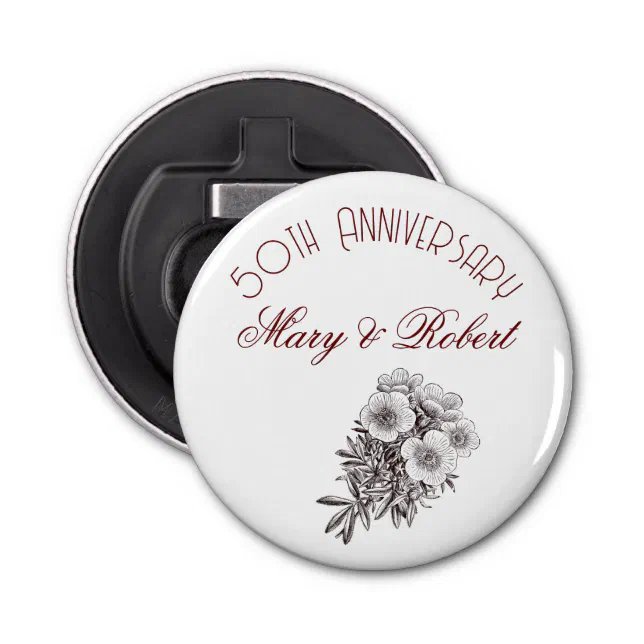 Flourished 50th anniversary - personalized  bottle opener