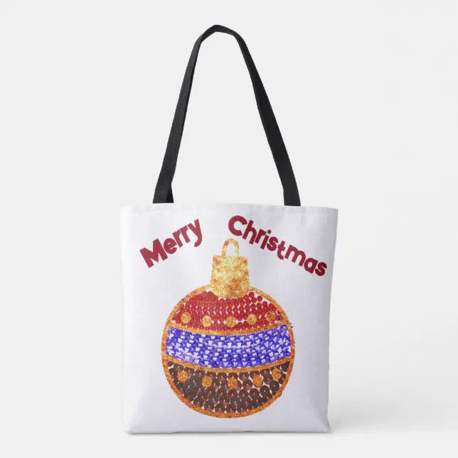 Merry Christmas - shining bauble with sequins Tote Bag