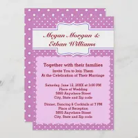 Purple & White Polka Dots Wedding Invitation