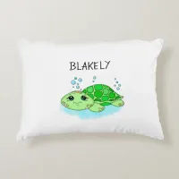 Personalized Cute Turtle Cartoon Name  Accent Pillow