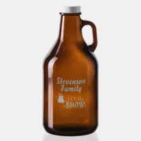 Christmas Let It Snow Monogram Name etched Growler