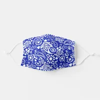 Blue White Paisley Pattern Boho Chic Adult Cloth Face Mask