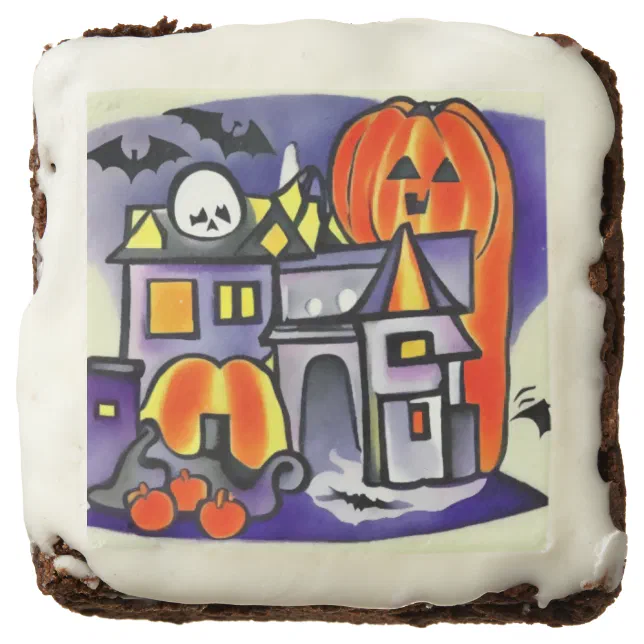 Pumpkins, ghosts, halloween bats brownie