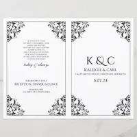 Elegant Wedding Program  - Foldover Booklet- Black