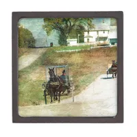 Three Amish Buggies Keepsake Box