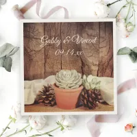 Rustic Succulents and Barn Wood Wedding Paper Napkins