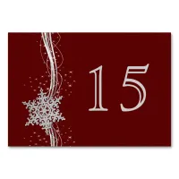 red Silver Snowflakes wedding table numbers