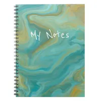 Blue and Sandy Brown Swirls Marble Art  Notebook