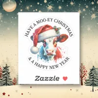 Have a Merry Christmas | Funny Cow in Santa Hat Sticker