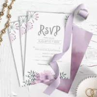 Watercolor Bouquet Wedding Lilac ID654 RSVP Card