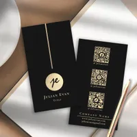 Modern Luxe Black & Gold Monogram Social Media Business Card