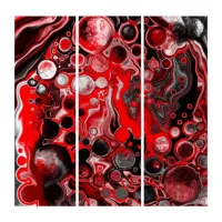 Red, White and Black Pour Painting Fluid Art 