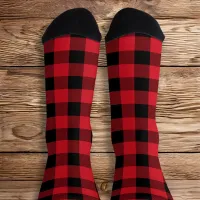 Lava Red and Black Buffalo Plaid Socks