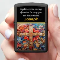 Autumn Foliage With Watercolor Cross Zippo Lighter