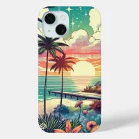 Pink and Turquoise Paradise | Beach Art iPhone 15 Case