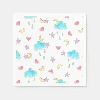 Gender Neutral Baby Shower Star Moon Heart Cloud  Napkins