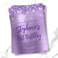 Royal Purple Glitter Foil Bold 50th Birthday Invitation