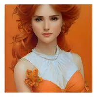 Gorgeous Long Haired Woman in Orange Fashion Model Acrylic Print