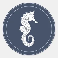 Blue Wave Seahorse V2 Wht/Navy ID836 Classic Round Sticker