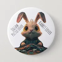 Jigsaw puzzle lover and Rabbit lovers Button